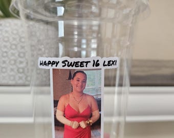 Personalized Sweet 16 photo party cups-Sweet 16 Birthday Cups-Sweet 16 Cups-Sweet 16 Picture Photo Disposable Personalized Cups-Photo Cups