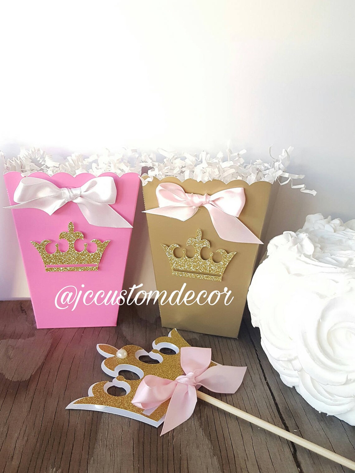 Princess Crown Tiara Favor Boxespink Gold Princess Favor Etsy