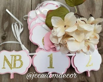 First Year Photo girl banner-pink gold girl photo banner-Year photo banner-Baby first year banner-Birthday photo banner-Pink gold banner