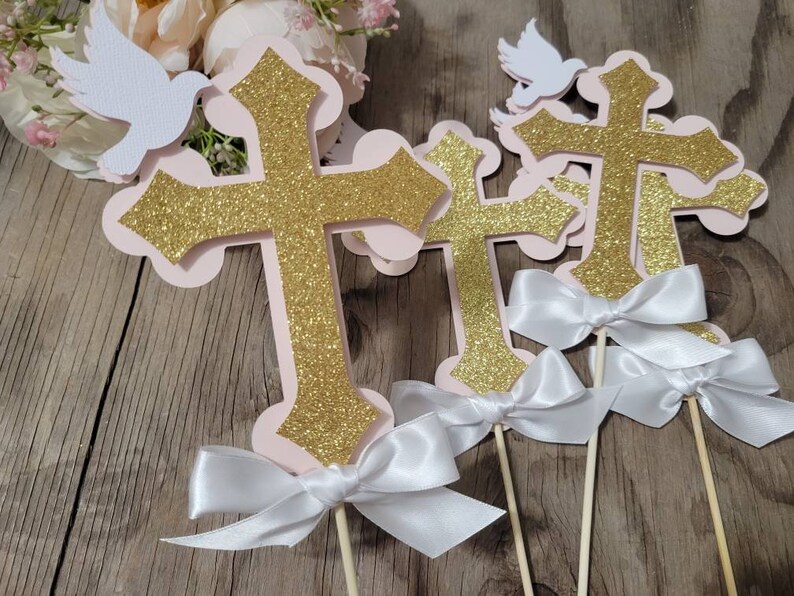 Baptism Girl Cross Dove Centerpiece-communion | Etsy