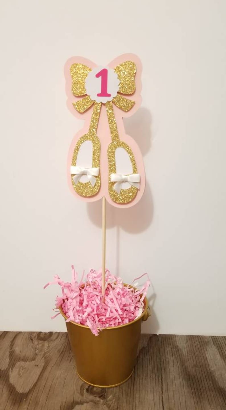 Ballerina Birthday-Ballerina Baby shower centerpiece-Ballerina theme pink gold centerpiece-Ballet slippers centerpiece-Ballerina baby shower