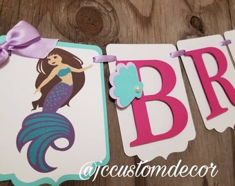 Mermaid Under The Sea banner-Mermaid Birthday Banner-Mermaid Theme birthday banner-Under The Sea Banner-Mermaid party-Under The Sea Theme