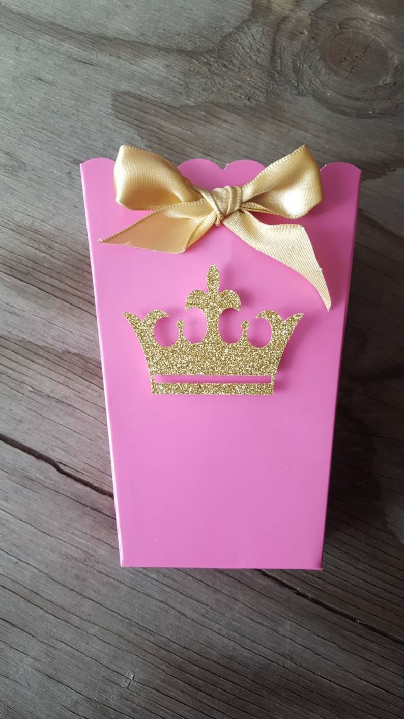 Princess Crown Tiara Favor Boxespink Gold Princess Favor Etsy