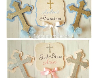 Baptism Boy Girl Centerpiece-Communion Centerpiece-Baptism Centerpiece-Cross Centerpiece-Christening  Centerpiece- MiBautizo Centerpiece