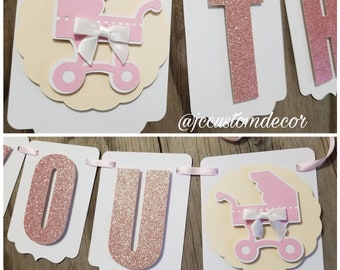 Its a girl banner-Its A Girl-Baby carriage banner-Girl Baby Shower Banner-Boy Girl carriage banner-Pink gold girl banner-Baby girl banner