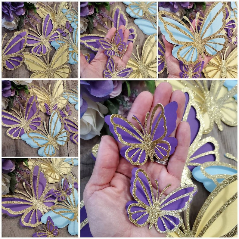 Wedding Paper Butterflieswedding Glitter Butterfliesgold Etsy