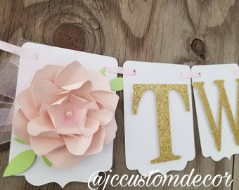 Two Glitter Girl highchair banner-Two highchair banner-Two girl banner-2nd birthday banner-Girl two highchair banner-two glitter banner-two