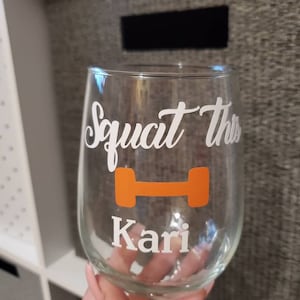 Squat this wine glass-Funny workout fitness gym wine glass-dumbell wine glass-squat fitness wine glass-workout wine glass gift-fitness gift