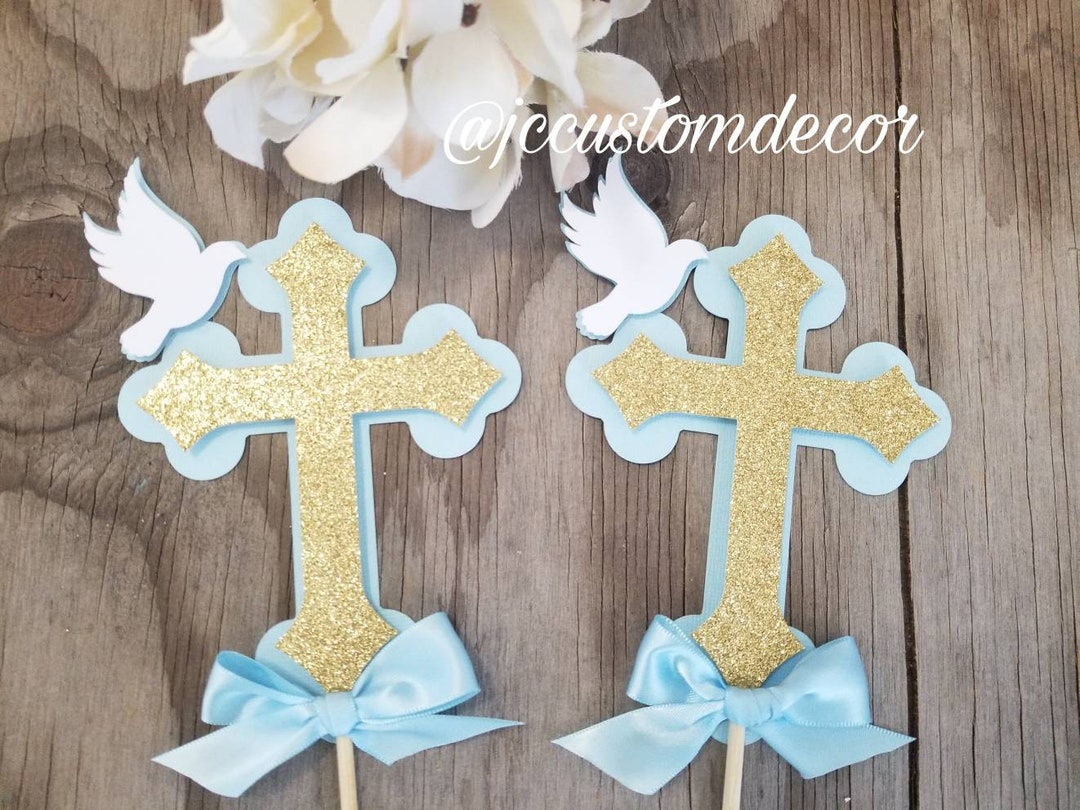 Baptism Boy Cross Dove Centerpiece-boy Communion Centerpiece-baptism ...