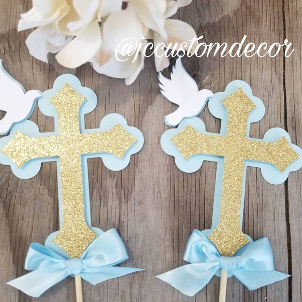 Baptism Boy Cross Dove Centerpiece-Boy Communion Centerpiece-Baptism Centerpiece-Cross Dove Centerpiece-Christening Cross Dove Centerpiece