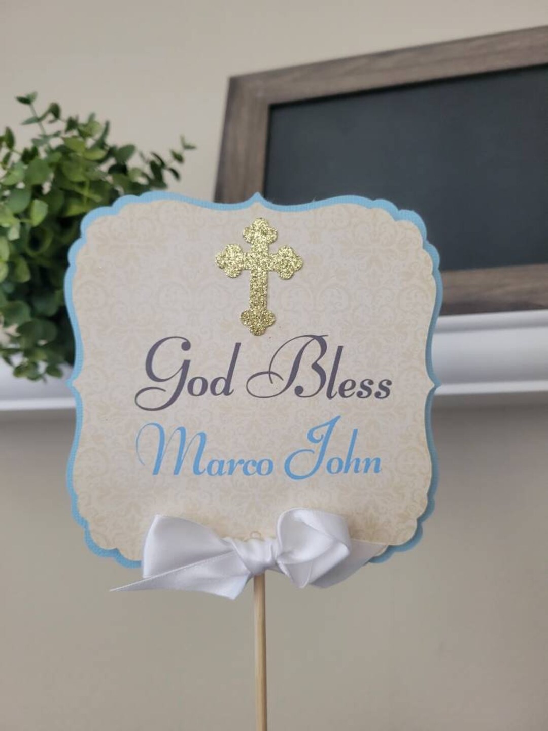 God Bless Boy Girl Centerpiece-boy Girl Christening Baptism Centerpiece ...