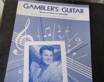 Gambler's Guitar Sheet Music, Jim Lowe Songs, Rusty Draper, Mercury Records, 1950's music, country music, western music, country western