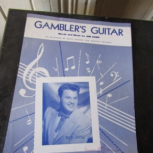 Gambler&#39;s Guitar Sheet Music, Jim Lowe Songs, Rusty Draper, Mercury Records, 1950&#39;s music, country music, western music, country western