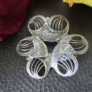 Sterling Silver Filigree Brooch, Estate Jewelry, Vintage Silver Jewelry, Mid-Century Brooch, Sterling Silver Jewelry