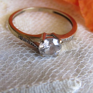 9k Gold Ring Sz 8 1/2, Size 8.5 Engagement Ring, Estate Jewelry, Vintage Gold Rings, Mid-Century Gold Solitaire, Cubic Zirconia 9k Gold Ring