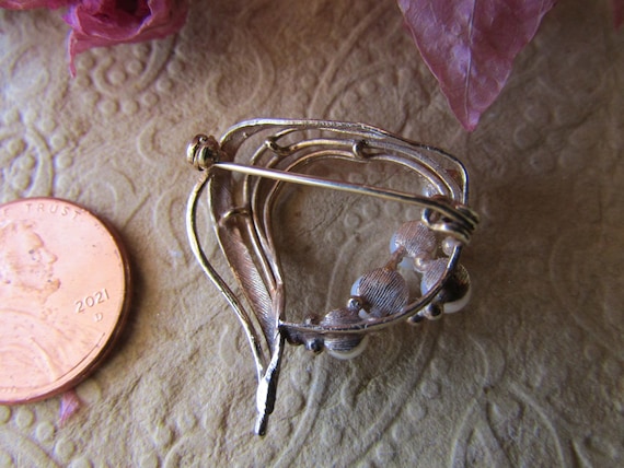 Gold Pearl Brooch, Wedding Jewelry, Mid-century J… - image 4