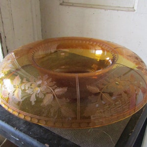Gelbe Pressglas Certerschüssel, Servierschüssel, Antike Servierschüssel, Gelbe Herzstückschüssel, Thanksgiving-Servierschüssel, Hochzeitsgeschenkschüssel