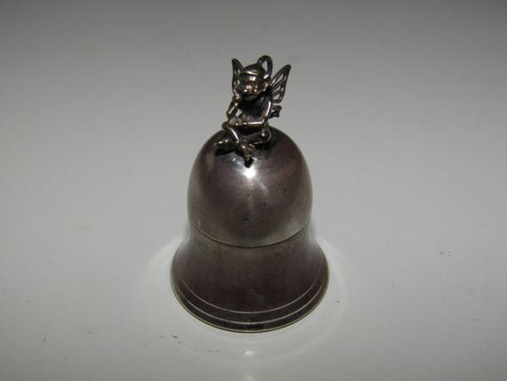 Sterling Elf Bell Pill Box - image 1