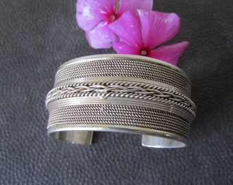 Sterling Silver Cuff Bracelet, Estate Jewelry, Silver Rope Bracelet, Sterling Silver Jewelry
