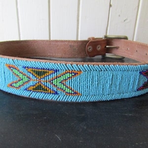 Leder Perlen signiert Gürtel, Türkis Perlen Gürtel, Brauner Ledergürtel, Hand Perlen Ledergürtel