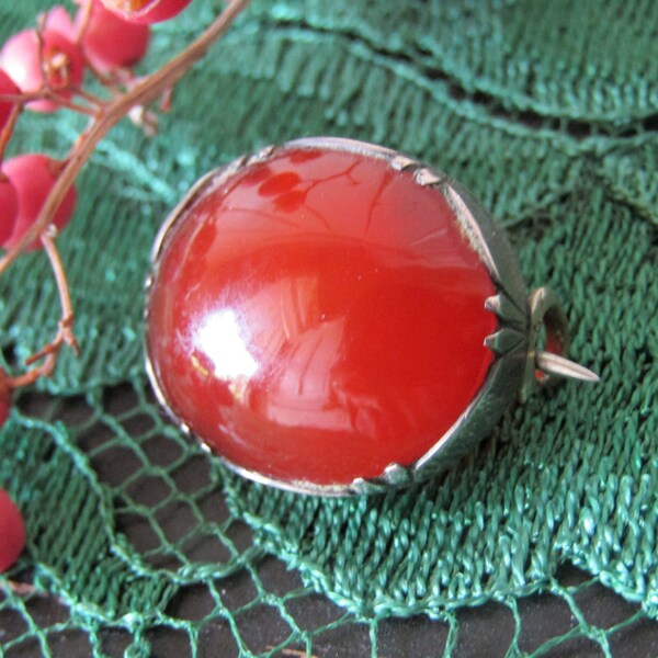 Victorian Carnelian Brooch, Small Antique Brooch, Carnelian Pin, Estate Jewelry, Carnelian Pin