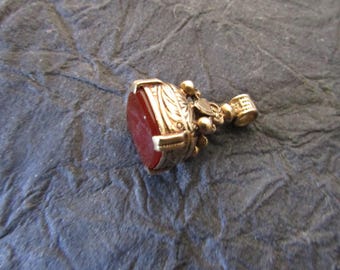 Antique 9k Gold FOB, Carnelian Key Chain Bauble, Watch Chain Accessory, Man's Accessories, Men's Jewelry