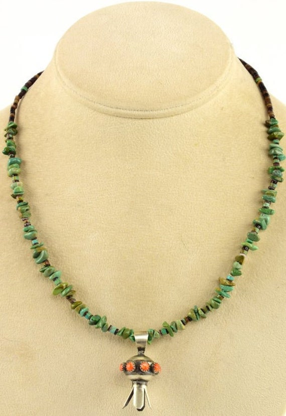 Signed Sterling Squash Blossom Necklace, Sterling