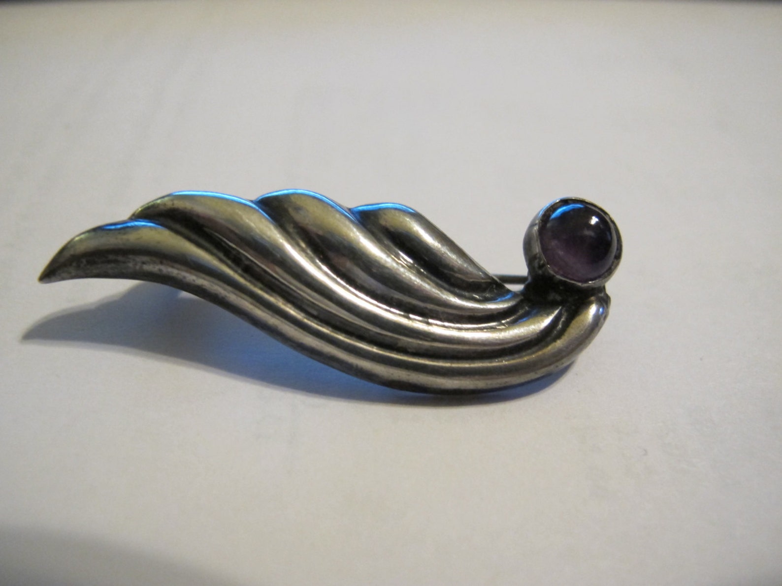 Art Deco Amethyst Wing Pin - Etsy - Antique Art Deco Wing Toned Lapel Pin