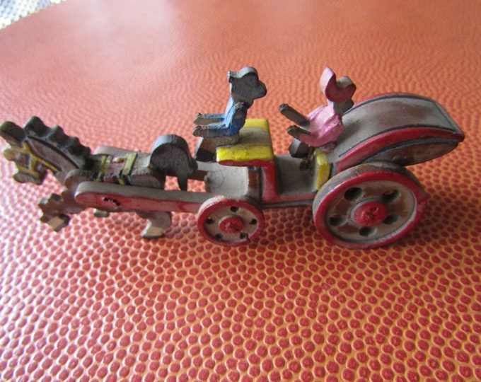 Wooden Horsedrawn Cart With Spinning Wheels Antique Toy Etsy