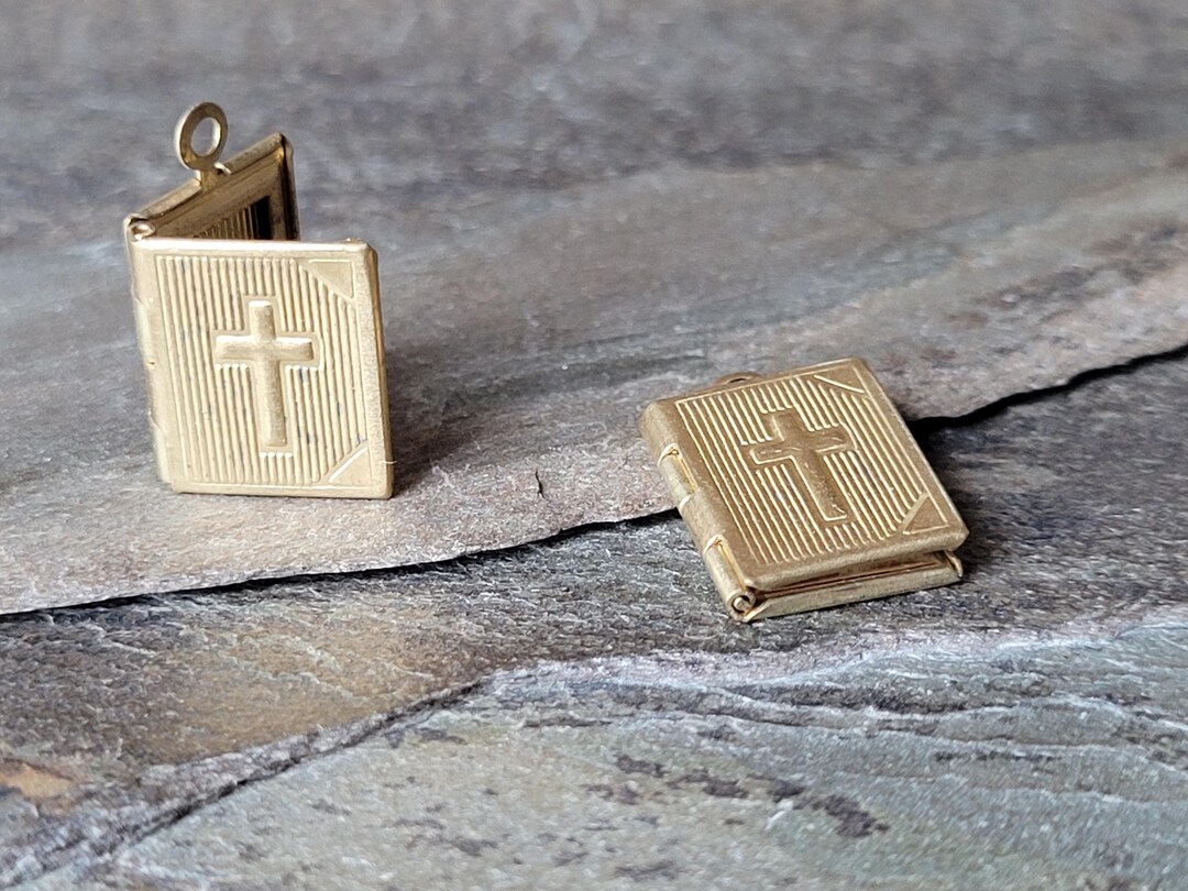 Vintage Brass the Holy Bible Locket Pendant Charm - Etsy