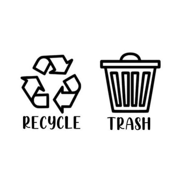 4" Prullenbak en Recycle Stickers // 4" Custom // Label Trash Can - Trash Can Sticker - Trash Sticker // Recycle Sticker // Trash Decals