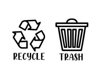 6" Trash and Recycle Stickers // 6" Custom // Label Trash Can - Trash Can Sticker - Trash Sticker // Recycle Sticker