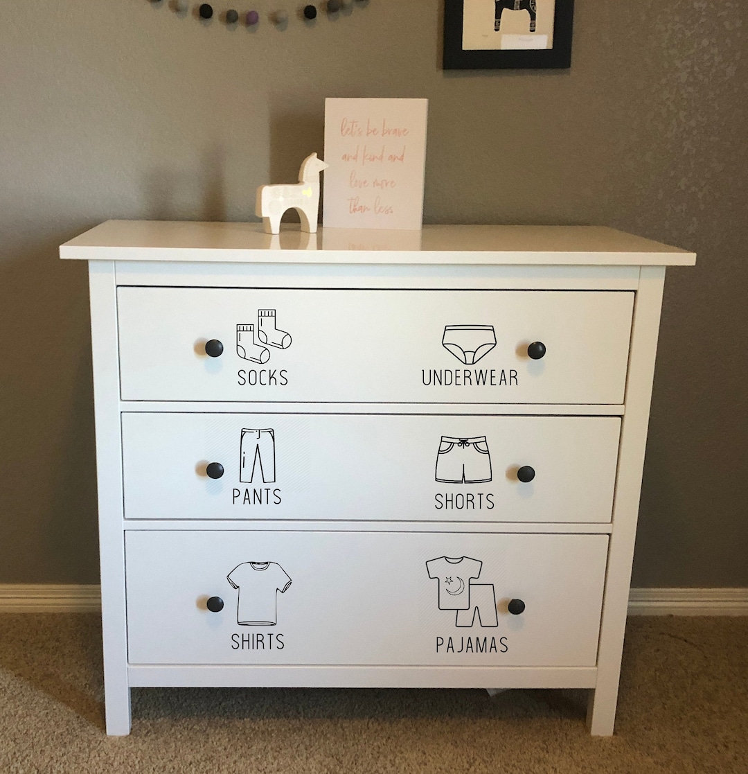 6 - Kids Dresser Labels - Set of 6 - Custom Labeling for Dresser