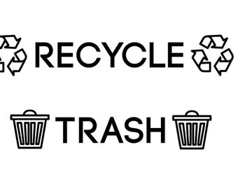 12" Trash and Recycle Stickers // Label Trash Can - Trash Can Sticker - Trash Sticker // Recycle Sticker