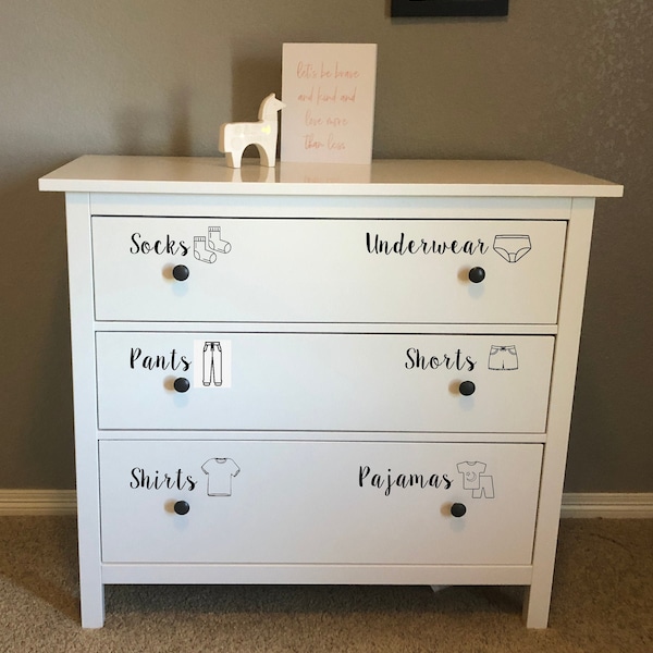 Étiquettes de commode pour enfants avec de petites images - Set de 6 - Étiquetage personnalisé pour les tiroirs de commode - Kids Organization