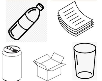Conjunto de 6 adesivos de reciclagem // Etiquetas de reciclagem // O que você pode reciclar adesivos // Ajude as crianças a reciclar