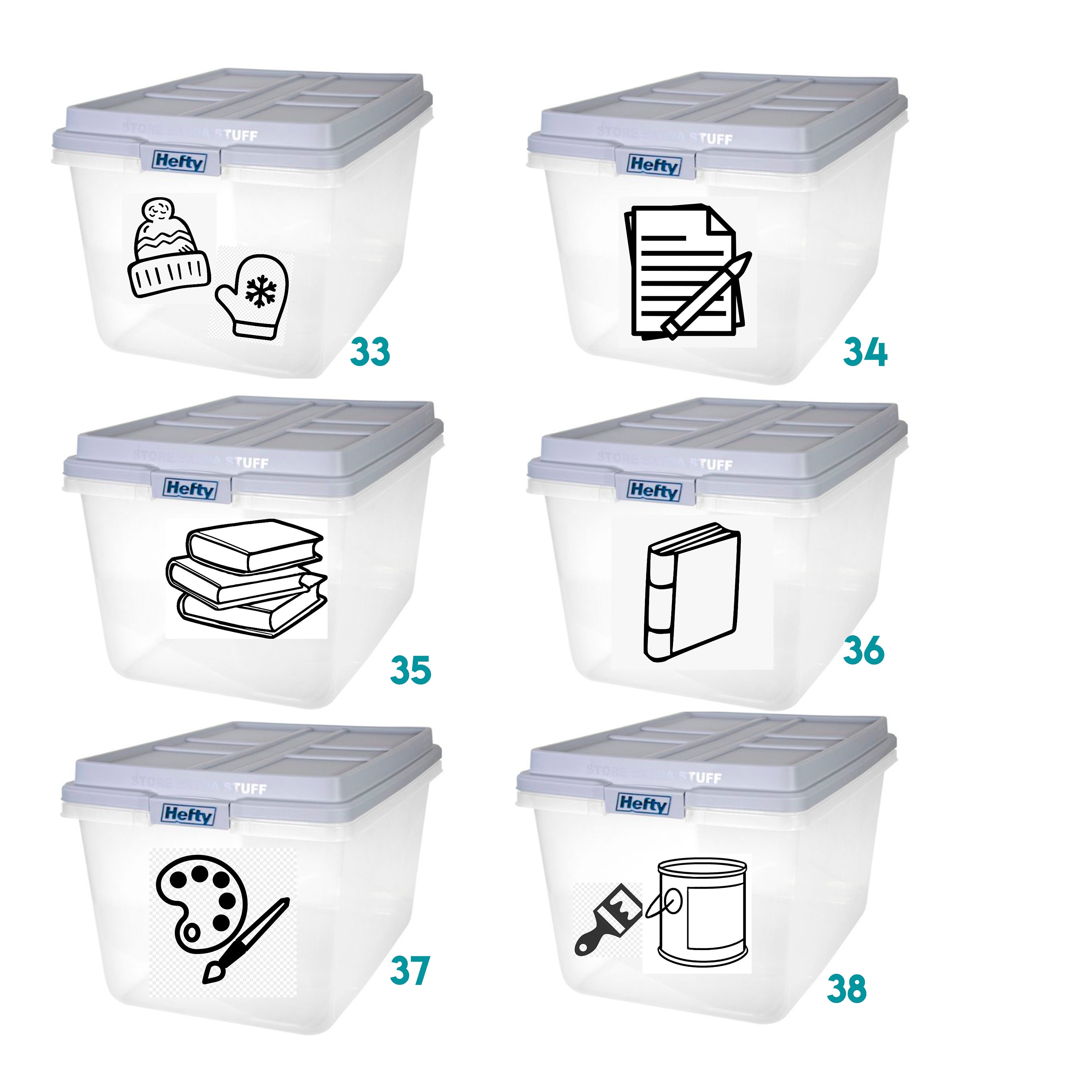 Custom Storage Tub Labels - Picture Decals for Tubs - Picture Labels ...
