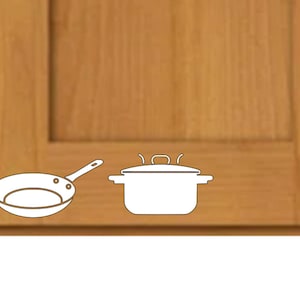 Kitchen Cabinet Organization // Kitchen Cabinet Labels // Rental House Labels // Rental Organization
