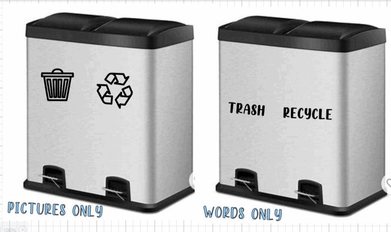 4" Trash and Recycle Stickers // 4" Custom // Label Trash Can - Trash Can Sticker - Trash Sticker // Recycle Sticker // Trash Decals image 4