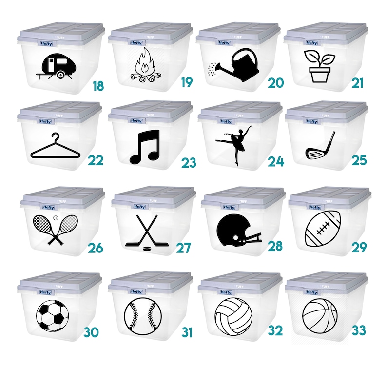 Custom Storage Tub Labels Picture Decals for Tubs Picture Etsy