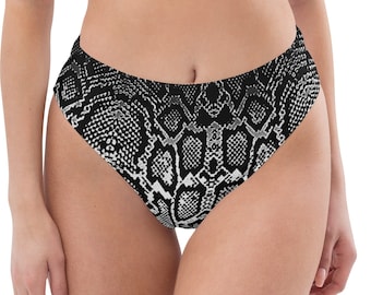 Milieuvriendelijk digitaal bikinibroekje met hoge taille en slangenprint ombre