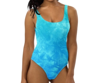 Blue & Green Tie Dye One-Piece Swimsuit