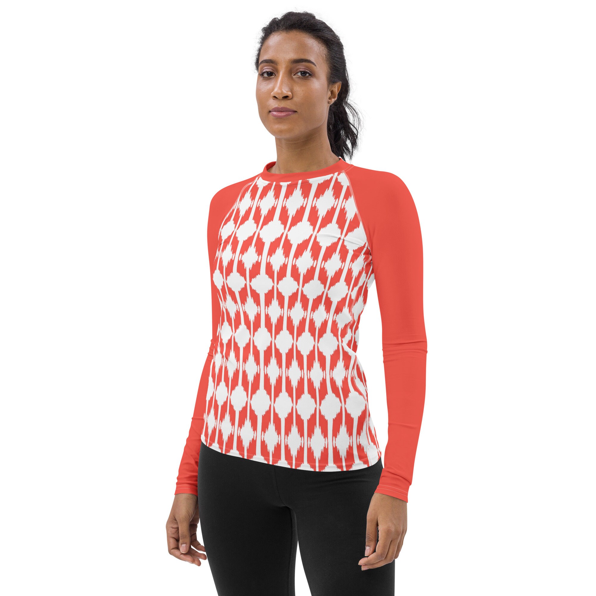 Coral Ikat Print Women's Rash Guard - Etsy