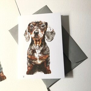 Dachshund dog card printed from an original ink drawing