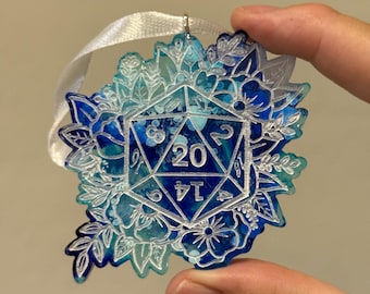 D20 Dice Themed Handpainted Ornaments