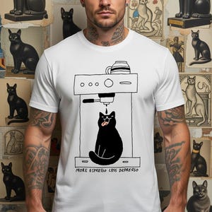 Black Cat Espresso Machine Tee | Coffee Lover Gift