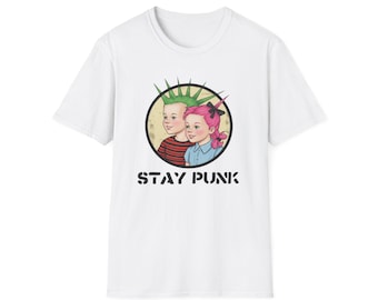 Camiseta Stay Punk com Retrato de Moicano | Ilustração Punk Rock