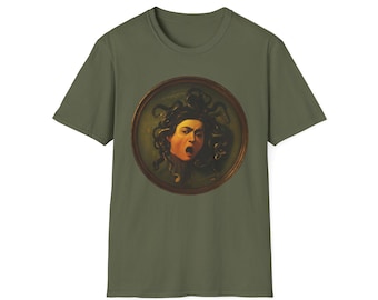 Camiseta com estampa da cabeça da Medusa | Arte clássica da mitologia renascentista