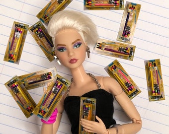 Miniature 1:6 scale pencils - 90’s School Supplies  - GLUED INTO PLACE!! Back to School Fashion doll size