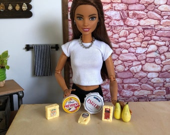1:6 Scale Miniature Vegetarian Groceries - Grocery Haul / Food - Poppy Parker Integrity Doll- Food Influencer -cheese and pears - Brie